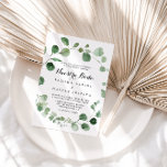 Convite Casamento Eucalyptus Calliographic Nuestra Boda<br><div class="desc">Este convite de casamento da nuestra de eucalipto é perfeito para um casamento moderno. A design apresenta galhos e folhas botânicas elegantes e desenhadas a aquarela e desenhadas à mão.</div>