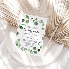 Convite Casamento Eucalyptus Calliographic Nuestra Boda