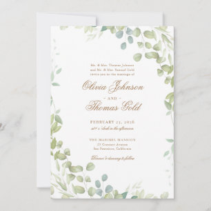 Convite Casamento Eucalyptus Clássico Elegante