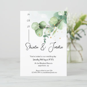 Convite Casamento Eucalyptus com Aquarela Elegante