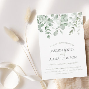 Convite Casamento Eucalyptus da Folhagem Verde Elegante