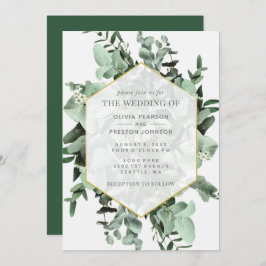Convite Casamento Eucalyptus e Greenery Watercolor