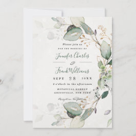 Convite Casamento Eucalyptus Elegante Rustic Dourado Green