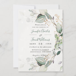 Convite Casamento Eucalyptus Elegante Rustic Dourado Green