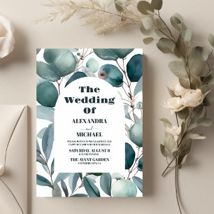 Convite Casamento Eucalyptus Elegante Watercolor
