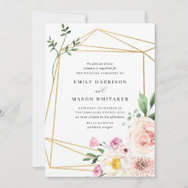 Convite Casamento Eucalyptus Floral Rosa e Púrpura