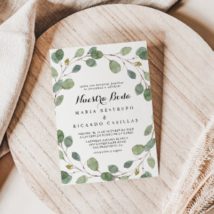 Convite Casamento Eucalyptus Foliage Nuestra Boda