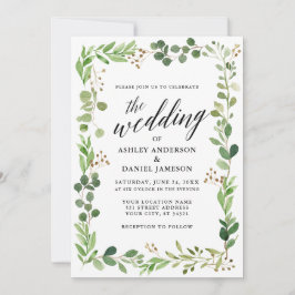 Convite Casamento Eucalyptus Frame Botânico Watercolor