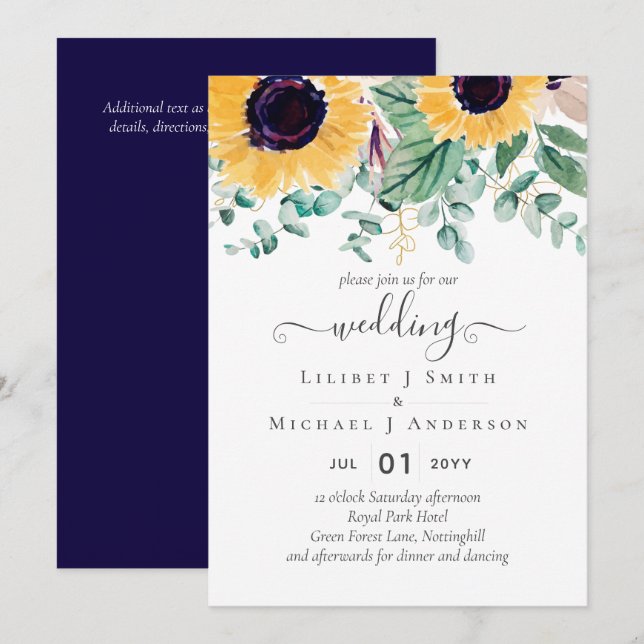 Convite Casamento Eucalyptus Greenery (Frente/Verso)