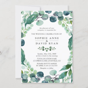 Convite Casamento Eucalyptus Greenery Lush Watercolor