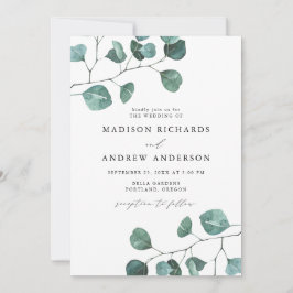 Convite Casamento Eucalyptus Greenery Modern Watercolor