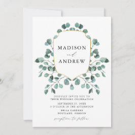 Convite Casamento Eucalyptus Greenery Modern Watercolor