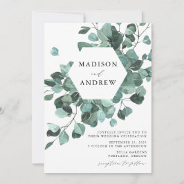 Convite Casamento Eucalyptus Greenery Modern Watercolor
