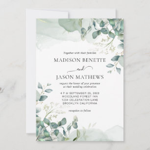 Convite Casamento Eucalyptus Greenery Simples