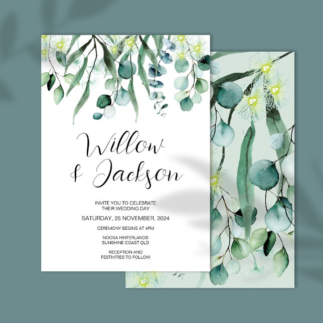 Convite Casamento Eucalyptus Greenery Watercolor (Criador carregado)