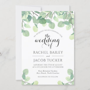 Convite Casamento Eucalyptus Greenery Watercolor