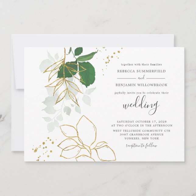 Convite Casamento Eucalyptus Greenery Watercolor (Frente)