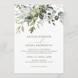 Convite Casamento Eucalyptus Greenery Watercolor Herbal
