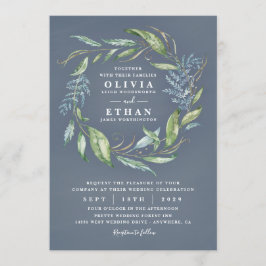 Convite Casamento Eucalyptus Greenery Wreath Azul