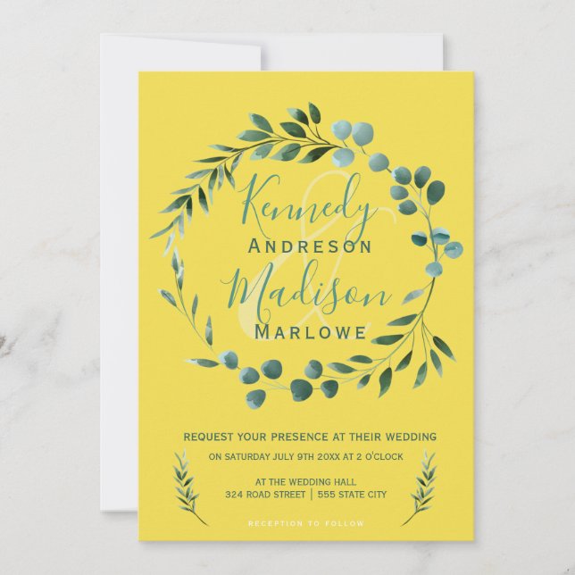 Convite Casamento Eucalyptus Lemon Citrus (Frente)