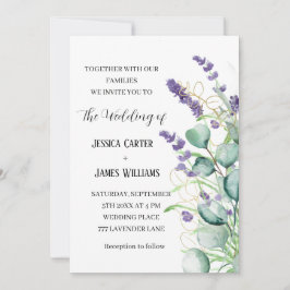 Convite Casamento Eucalyptus Rustic de lavanda Watercolor