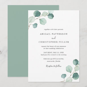 Convite Casamento Eucalyptus Rustic Elegante Simples