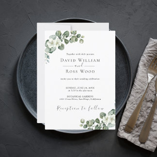 Convite Casamento Eucalyptus Rustic Greenery