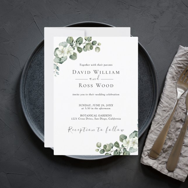 Convite Casamento Eucalyptus Rustic Greenery (Eucalyptus Rustic Greenery Wedding Invitation
)