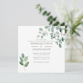 Convite Casamento Eucalyptus Sage Green Watercolor