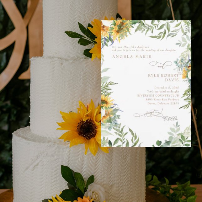 Convite Casamento Eucalyptus Sunflower Elegance (Criador carregado)