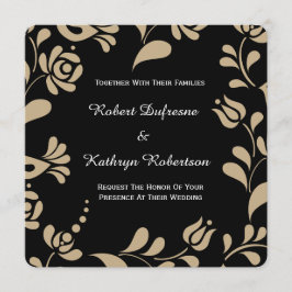 Convite Casamento Europeu de Arte Popular Elegante