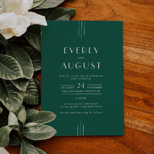 Convite Casamento EVERLY Jewel Tone Art Deco Verde Esmeral