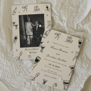 Convite Casamento Excêntrico Desenhado à Mão