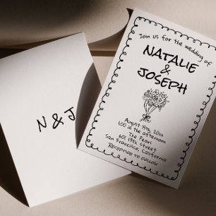Convite Casamento Excêntrico e Divertido com Desenho à Mão