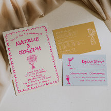 Casamento Excêntrico Rosa Vibrante Desenhado à Mão