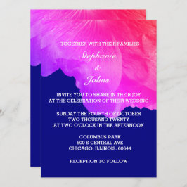 Convite Casamento Exclusivo Branco Azul, Marinho Floral Co