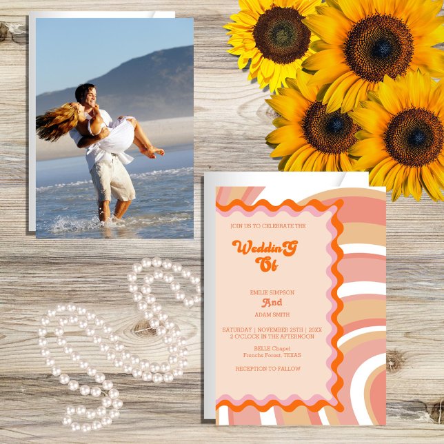 Convite casamento exclusivo da vintage 70s (Criador carregado)