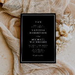 Convite casamento exclusivo do Código QR de borda branca<br><div class="desc">bordas pretas simples e elegante tema de casamento preto e branco,  o texto,  o código QR e as cores podem ser editados.</div>