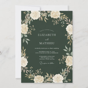 Convite Casamento Exquisito na Floresta em Hunter Green