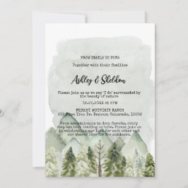 Convite Casamento Exterior Rustic Green Pine Tree Mountain