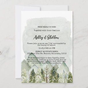 Convite Casamento Exterior Rustic Green Pine Tree Mountain