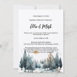 Convite Casamento Exterior Rustic Winter Forest
