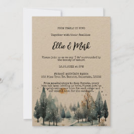 Convite Casamento Exterior Rustic Winter Forest