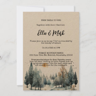 Convite Casamento Exterior Rustic Winter Forest