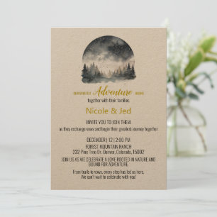 Convite Casamento Exterior Rustic Winter Kraft Pine Trees