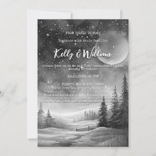 Convite Casamento Exterior Rustic Winter Night Mountain Tr