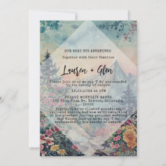 Convite Casamento Exterior Rustic Winter Pine Trees Mounta