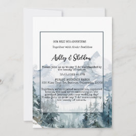 Convite Casamento Exterior Rustic Winter Pine Trees Mounta