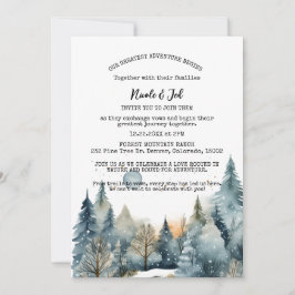 Convite Casamento Exterior Rustic Winter Pine Trees Snow O