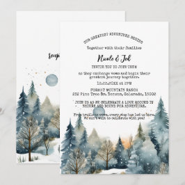 Convite Casamento Exterior Rustic Winter Pine Trees Snow O